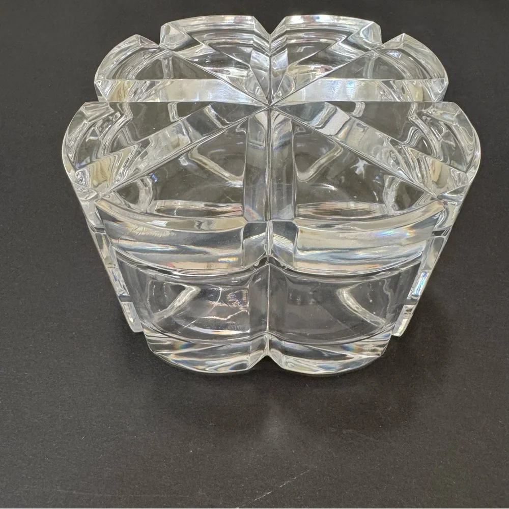Vintage Mikasa Heavy Crystal Trinket Box Cut Glass Dish 4”